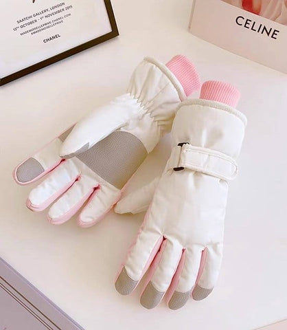 Darrahopens Outdoor Recreation > Snow Sports > Skiing & Accessories Gloves - Warm gloves - Women's gloves - Ski gloves - Winter outdoor cycling gloves - Touchscreen support - Waterproof - Non-slip - Fleece lined - Warm - Thickened - White