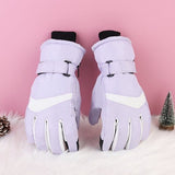 Darrahopens Outdoor Recreation > Snow Sports > Skiing & Accessories Gloves - Winter ski gloves - Warm gloves - Non-slip, thickened - Waterproof - Suitable for cold weather - Cycling gloves - Size S/M - Purple