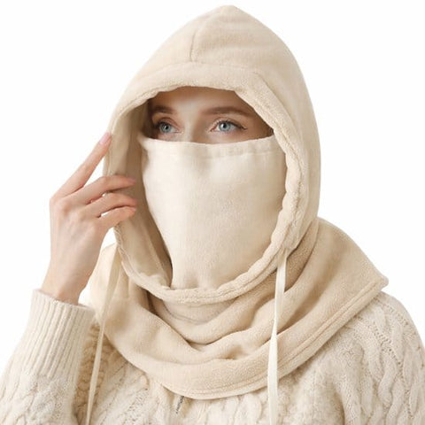 Darrahopens Outdoor Recreation > Snow Sports > Skiing & Accessories Windproof Hat – Warm Fleece Ski Mask & Winter Mask – Face & Neck Protector for Cold Weather – Suitable for Motorcycling, Cycling & Outdoor – Unisex（Beige）