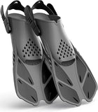 Darrahopens Outdoor Recreation > Water Sports > Scuba & Snorkeling Gray Adjustable Open Heel Snorkel Fins, Travel-Size Short Swim Flippers for Snorkeling, Diving & Swimming, Adult Men & Women（L/XL）