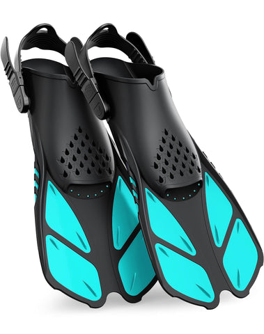 Darrahopens Outdoor Recreation > Water Sports > Scuba & Snorkeling Green Adjustable Open Heel Snorkel Fins, Travel-Size Short Swim Flippers for Snorkeling, Diving & Swimming, Adult Men & Women（L/XL）