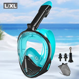 Darrahopens Outdoor Recreation > Water Sports > Scuba & Snorkeling L/XL full-face silicone snorkeling mask, full-dry panoramic snorkeling mirror, camera bracket, large frame anti-leakage and anti-fog swimming mirror set, suitable for adults.