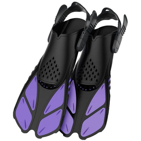 Darrahopens Outdoor Recreation > Water Sports > Scuba & Snorkeling Purple Adjustable Open Heel Snorkel Fins, Travel-Size Short Swim Flippers for Snorkeling, Diving & Swimming, Adult Men & Women（L/XL）