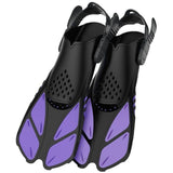 Darrahopens Outdoor Recreation > Water Sports > Scuba & Snorkeling Purple Adjustable Open Heel Snorkel Fins, Travel-Size Short Swim Flippers for Snorkeling, Diving & Swimming, Adult Men & Women（S/M）