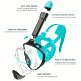 Darrahopens Outdoor Recreation > Water Sports > Scuba & Snorkeling S/M  Full-face silicone snorkeling mask, full-dry panoramic snorkeling mirror, camera bracket, large frame anti-leakage and anti-fog swimming mirror set for adults.
