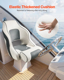 Darrahopens Outdoor Recreation > Water Sports > Scuba & Snorkeling VEVOR Boat Seat, High Backrest, Flip Up Boat Seat Captain Bucket Seat with Thickened Sponge Cushion & Waterproof PVC Leather, Ergonomic Design, Folding Boat Seat for Boats, Yachts, Ships, White & Grey