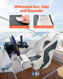 Darrahopens Outdoor Recreation > Water Sports > Scuba & Snorkeling VEVOR Boat Seat, High Backrest, Flip Up Boat Seat Captain Bucket Seat with Thickened Sponge Cushion & Waterproof PVC Leather, Ergonomic Design, Folding Boat Seat for Boats, Yachts, Ships, White & Grey