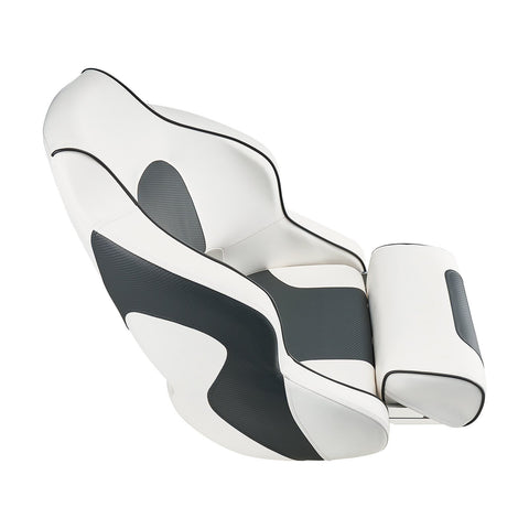 Darrahopens Outdoor Recreation > Water Sports > Scuba & Snorkeling VEVOR Boat Seat, High Backrest, Flip Up Boat Seat Captain Bucket Seat with Thickened Sponge Cushion & Waterproof PVC Leather, Ergonomic Design, Folding Boat Seat for Boats, Yachts, Ships, White & Grey