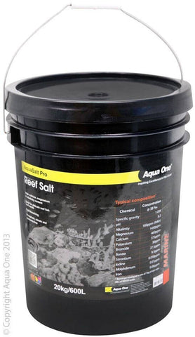 Darrahopens Pet Care > Aquarium Aqua One Synthetic Reef Salt 20kg Bucket 600L