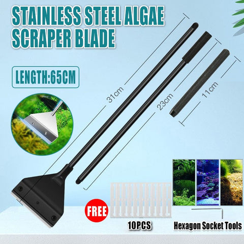 Darrahopens Pet Care > Aquarium > Aquarium Cleaning Supplies 304SS Aquarium Stainless Steel Algae Scraper Blade Fish Tank Glass Cleaner
