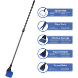 Darrahopens Pet Care > Aquarium > Aquarium Cleaning Supplies 5 in1 Water Aquarium Cleaning Tool Fish Tank Gravel Vacuum Glass Cleaner Brush
