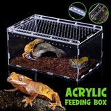 Darrahopens Pet Care > Aquarium > Aquarium Decor Clear Pet Box Slide Lid Reptile Breeding Habitat Panoramic View Terrarium
