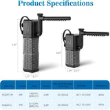 Darrahopens Pet Care > Aquarium > Aquarium Filters & Pumps Adjustable Aquarium Filter 600L/H Aquarium Pump, Ultra-Quiet Internal Aquarium Filter Suitable For Aquariums Up To 200L