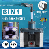 Darrahopens Pet Care > Aquarium > Aquarium Filters & Pumps Aquarium Six in One Filter Reverse Air Lift Suction Aeration Wave Maker System