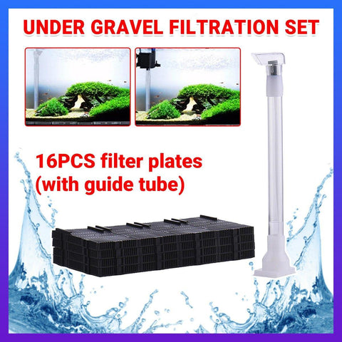 Darrahopens Pet Care > Aquarium > Aquarium Filters & Pumps Aquarium Undergravel Filtration System 16pcs Set Underwater Fish Tank Filter Kit