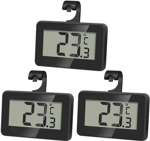 Darrahopens Pet Care > Aquarium > Aquarium Temperature Controllers Set of 3 digital refrigerator thermometers - Magnetic aquarium thermometer with hook - Mini refrigerator thermometer - Freezer thermometer - for home, restaurant, bar - Black