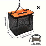 Darrahopens Pet Care > Aquarium > Fish Food Floating Fish Basket for Live Caught,  Foldable Fishing Holder Bucket Portable Collapsible Fishing Net Storage Cage for Live Fish Bait Live Well（28.45*22.1*24.89cm)