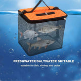 Darrahopens Pet Care > Aquarium > Fish Food Floating Fish Basket for Live Caught,  Foldable Fishing Holder Bucket Portable Collapsible Fishing Net Storage Cage for Live Fish Bait Live Well（28.45*22.1*24.89cm)