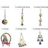 Darrahopens Pet Care > Bird > Bird Cage Accessories 10pcs Parrot Toys Set Swing Ladder Chew Bell Toys for Cockatiels Budgies Cages