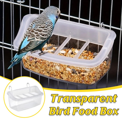 Darrahopens Pet Care > Bird > Bird Cage Accessories Clear Bird Feeder Box Parrot Food Dispenser Cage Sink Container Hanging Supplies