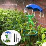 Darrahopens Pet Care > Bird > Bird Cage Accessories Decorative Metal Frog Bird Feeder Ground Stake with Umbrella and Feeding Tray for Local Gardens Weather-Resistant Outdoor Wildlife Support Solution