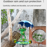 Darrahopens Pet Care > Bird > Bird Cage Accessories Decorative Metal Frog Bird Feeder Ground Stake with Umbrella and Feeding Tray for Local Gardens Weather-Resistant Outdoor Wildlife Support Solution