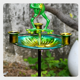 Darrahopens Pet Care > Bird > Bird Cage Accessories Decorative Metal Frog Bird Feeder Ground Stake with Umbrella and Feeding Tray for Local Gardens Weather-Resistant Outdoor Wildlife Support Solution
