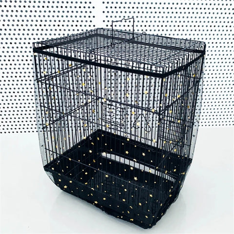 Darrahopens Pet Care > Bird > Bird Cage Accessories M Black Star【Height 20, Circumference 170】 Large Bird Cage Seed Catcher Net Cover - Adjustable Mesh Guard Splash-Proof Dust Cover for Indoor Outdoor Cages