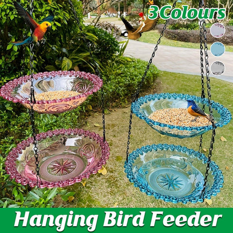 Darrahopens Pet Care > Bird > Bird Cage Accessories Outdoor Hanging Bird Feeder Bath Garden Patio Decoration for Attracting Birds - Grey