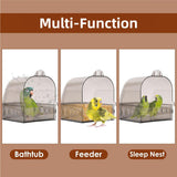 Darrahopens Pet Care > Bird > Bird Cage Accessories Parrot Bath Box Grey Bird Cage Accessory Bathroom Bird Bathtub for Small Birds