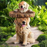 Darrahopens Pet Care > Bird > Bird Cage Accessories Resin Bird Bath Feeder Garden Ornament with Dog Design – Tree Stump Decorative Outdoor Bird Feeder for Patio, Lawn & Yard
