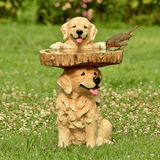 Darrahopens Pet Care > Bird > Bird Cage Accessories Resin Bird Bath Feeder Garden Ornament with Dog Design – Tree Stump Decorative Outdoor Bird Feeder for Patio, Lawn & Yard