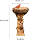 Darrahopens Pet Care > Bird > Bird Cage Accessories Resin Bird Bath Feeder Garden Ornament with Owl Design – Tree Stump Decorative Outdoor Bird Feeder for Patio, Lawn & Yard