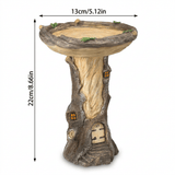 Darrahopens Pet Care > Bird > Bird Cage Accessories Resin Bird Bath Feeder Garden Ornament with Tree House Design – Tree Stump Decorative Outdoor Bird Feeder for Patio, Lawn & Yard