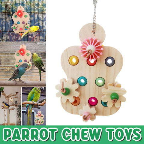 Darrahopens Pet Care > Bird > Bird Cage Accessories Wooden Parrot Toys Educational Interactive Chewing Nibbling Hanging Cage Toys