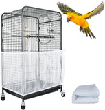 Darrahopens Pet Care > Bird > Bird Cage Accessories XL White【Height 37, Circumference 220】 Large Bird Cage Seed Catcher Net Cover - Adjustable Mesh Guard Splash-Proof Dust Cover for Indoor Outdoor Cages