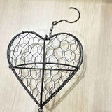 Bird Heart-Shaped Nest with Hanging Metal Frame - Outdoor Garden Decor & Wild Bird Support -  Unique Yard Art for Backyard Sanctuaries and Nature Lover Gifts