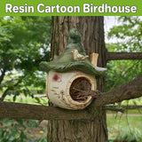 Darrahopens Pet Care > Bird > Bird Cages & Stands Cartoon Hanging Birdhouse Cozy Nest Resin Garden Outdoor Tree Patio Decor