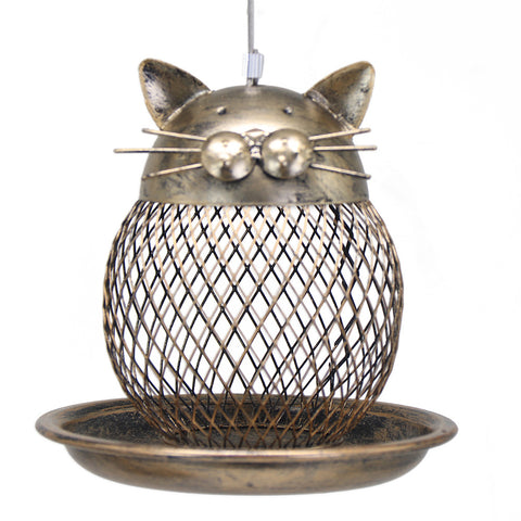 Darrahopens Pet Care > Bird > Bird Cages & Stands Coarse mesh style Whimsical Cat Shaped Metal Bird Feeder Hanging Mesh Wild Bird Seed Holder for Garden Courtyard Decorative Feeding Solution for Local Wildlife Lovers