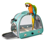 Darrahopens Pet Care > Bird > Bird Cages & Stands Green Portable Clear View Bird Carrier Travel Cage with Perch & Tray - Breathable Pet Bag for Parrots, Cockatiels & Small Animals