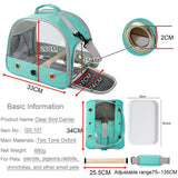 Darrahopens Pet Care > Bird > Bird Cages & Stands Green Portable Clear View Bird Carrier Travel Cage with Perch & Tray - Breathable Pet Bag for Parrots, Cockatiels & Small Animals