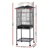 Darrahopens Pet Care > Bird > Bird Cages & Stands i.Pet 136cm Bird Cage Aviary Open Top Parrot Budgie Stand Wheels Black