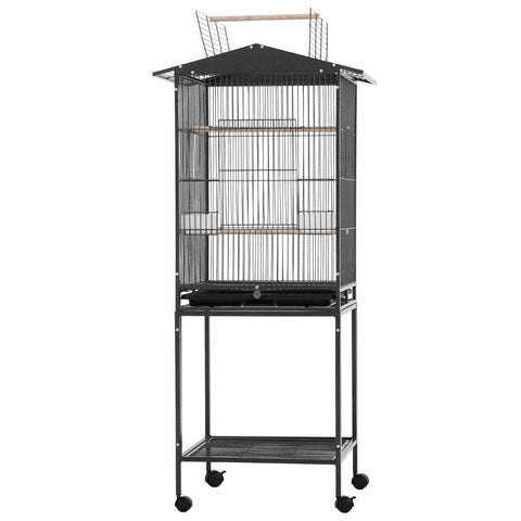 Darrahopens Pet Care > Bird > Bird Cages & Stands i.Pet 136cm Bird Cage Aviary Open Top Parrot Budgie Stand Wheels Black