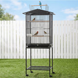 Darrahopens Pet Care > Bird > Bird Cages & Stands i.Pet 136cm Bird Cage Aviary Open Top Parrot Budgie Stand Wheels Black