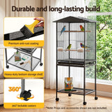 Darrahopens Pet Care > Bird > Bird Cages & Stands i.Pet 136cm Bird Cage Aviary Open Top Parrot Budgie Stand Wheels Black