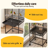 Darrahopens Pet Care > Bird > Bird Cages & Stands i.Pet 136cm Bird Cage Aviary Open Top Parrot Budgie Stand Wheels Black