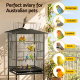 Darrahopens Pet Care > Bird > Bird Cages & Stands i.Pet 136cm Bird Cage Aviary Open Top Parrot Budgie Stand Wheels Black