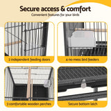 Darrahopens Pet Care > Bird > Bird Cages & Stands i.Pet 136cm Bird Cage Aviary Open Top Parrot Budgie Stand Wheels Black