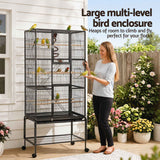 Darrahopens Pet Care > Bird > Bird Cages & Stands i.Pet 176cm 3-Tier Large Bird Cage Aviary with Ladder Parrot Budgie Wheels Black