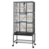 Darrahopens Pet Care > Bird > Bird Cages & Stands i.Pet 176cm 3-Tier Large Bird Cage Aviary with Ladder Parrot Budgie Wheels Black